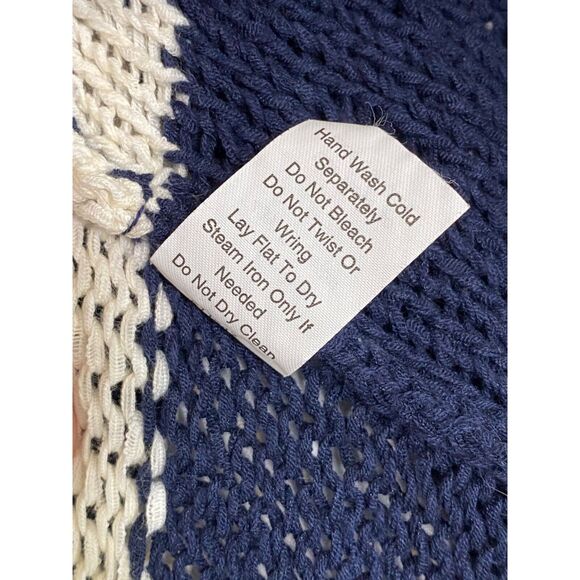 Cabi Size Small Skipper Cardigan Sweater Stripe Vest Shrug Open Front Blue White - Picture 10 of 10